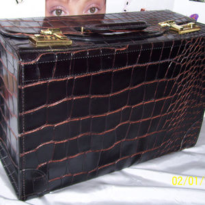 FLYING HORSE Alligator Embossed Leather Briefcase